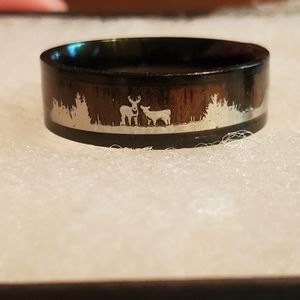 Rustic Acrylic Brown w/ Silver Deer Ring